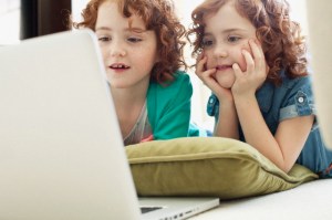 Twin sisters playing together.