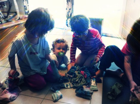 Tache ménagère en famille